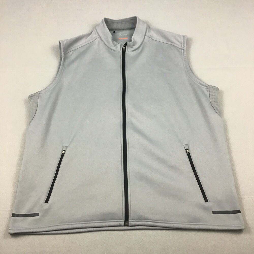 Adidas Vest Men 2XL Gray Climaheat Golf Full Zip Sleeveless Jacket Performance